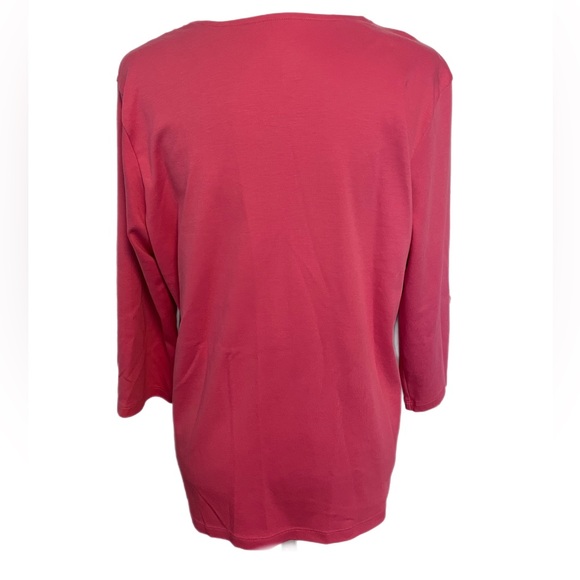 L.L. Bean supima cotton V-neck top size XL pink boxy lagenlook - Picture 3 of 8